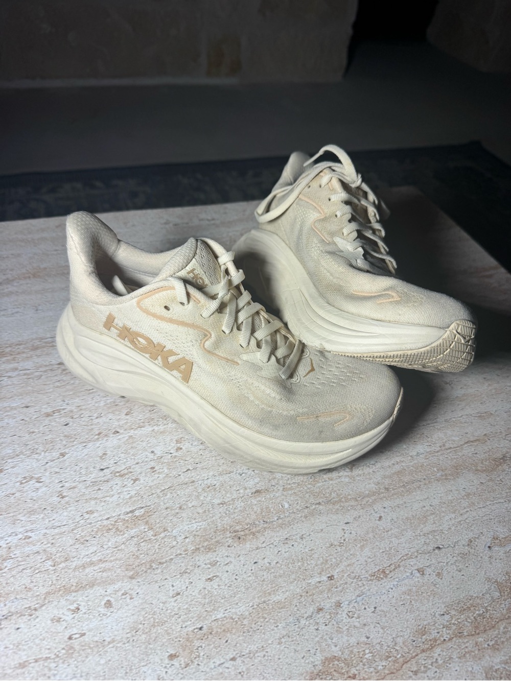 Hoka One One Women's Cream/Beige Running Sneakers